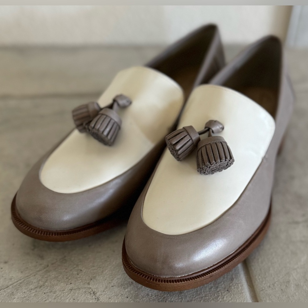 Clark’s Somerset Taylor Cinderella Loafer Tassels Gray/White Leather Womens 7.5M - Picture 10 of 16